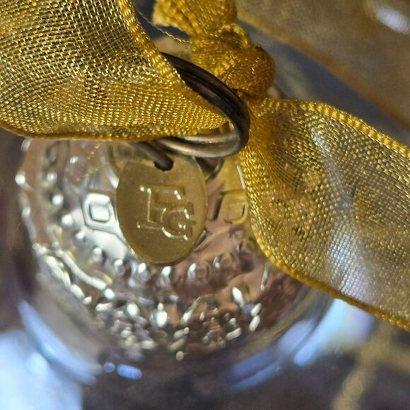 Frontgate Iridescent Glass Christmas Ornaments Set Of 3 Gold Lattice Ribbon 4" - Picture 5 of 7